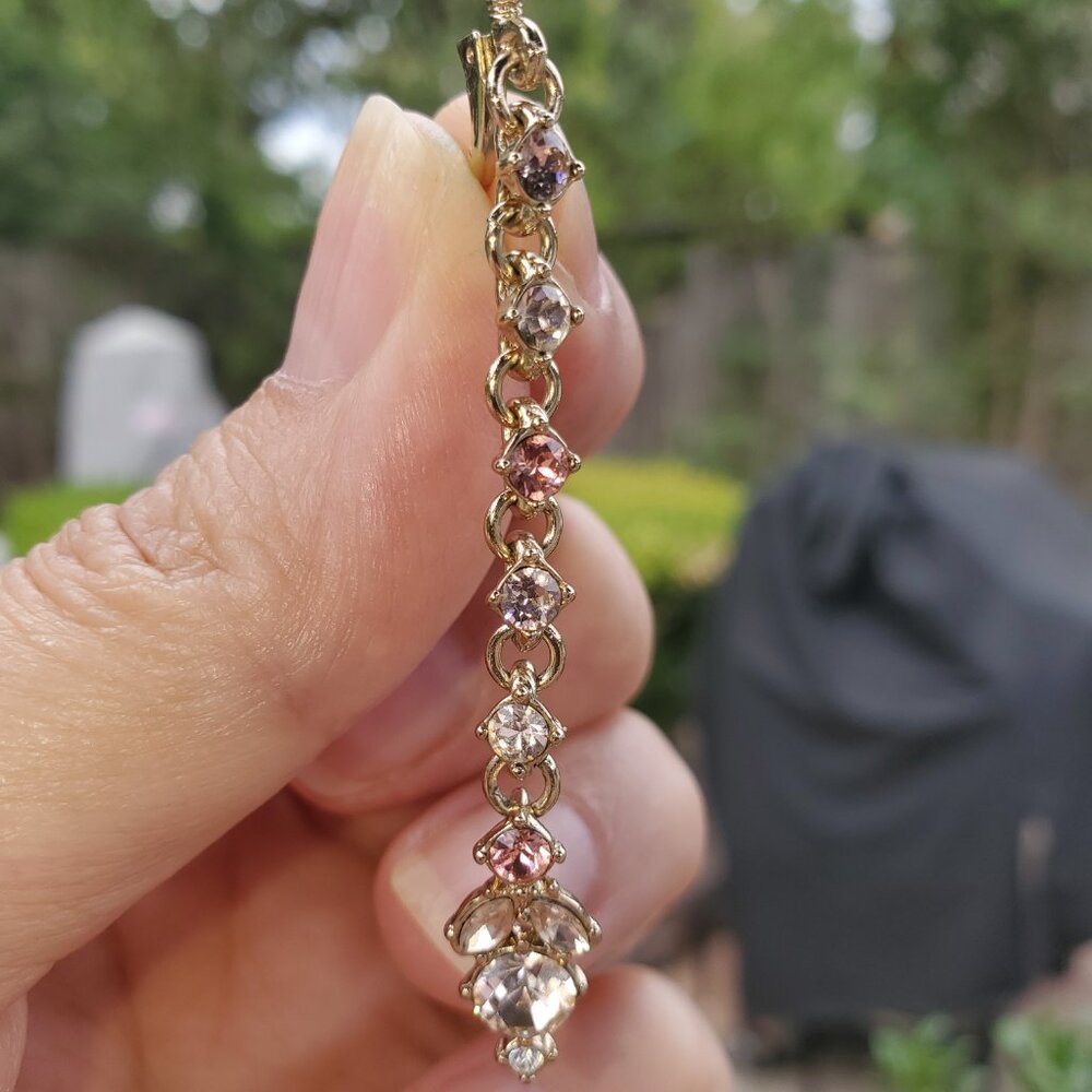 Gorgeous Drop Earrings with Pink Tone Cubic Zirconia